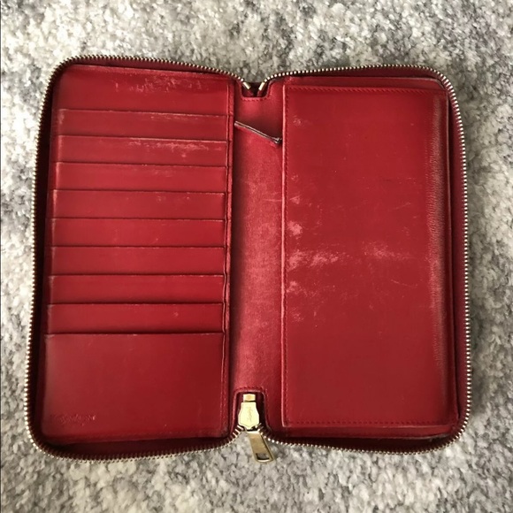YSL Classic Ligney Zip-Around Wallet Red Calfskin - Picture 4 of 7